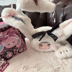 Nommi Purse Bag Edelweiss Bunny White Plush w/ Charm Confirmed New Eyes Change